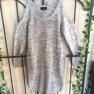 My Michelle Sweater Dress XL Ivory Cold Shoulder